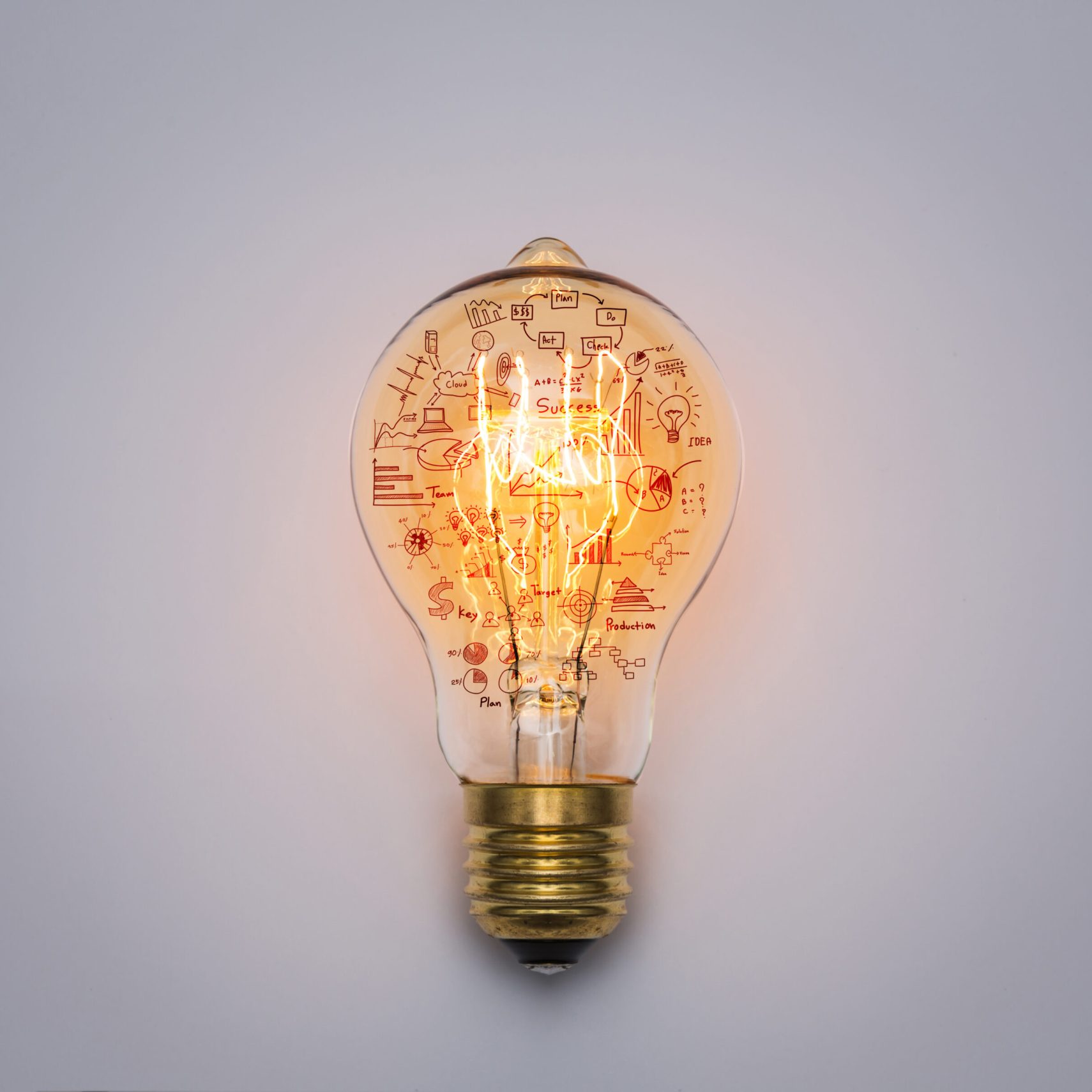 Light bulb with drawing graph